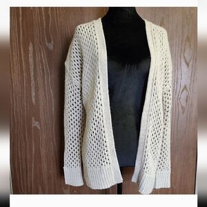 DEX Cream Open Knit Wool Blend Cardigan Sweater Women’s Small